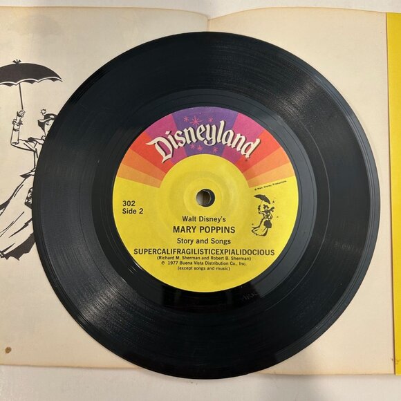 Walt Disney's Story of Mary Poppins 7" 33 1/3 Book and Record 1977 Disneyland 30 - Picture 4 of 6